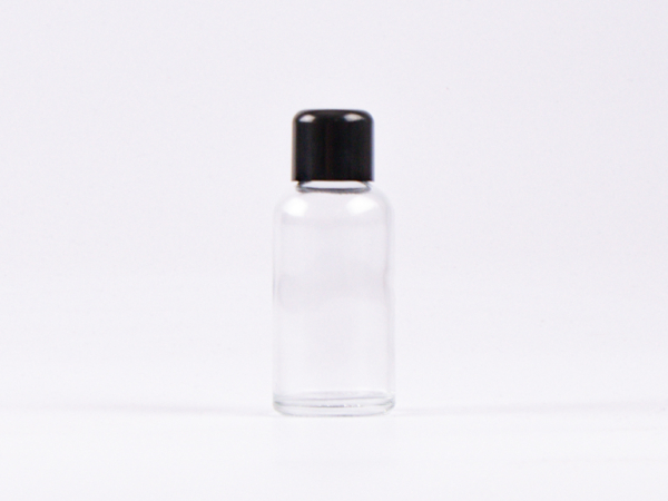 Klarglasflasche 30ml, mit Schraubverschluss schwarz