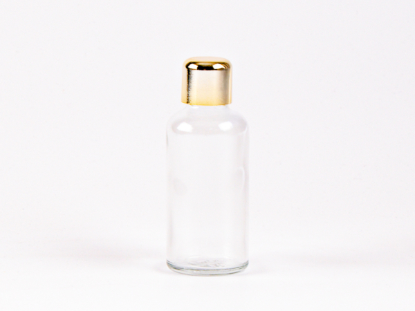 Klarglasflasche 50ml, mit Tropfmontur Gold