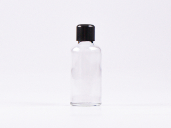 Klarglasflasche 50ml, mit Schraubverschluss schwarz