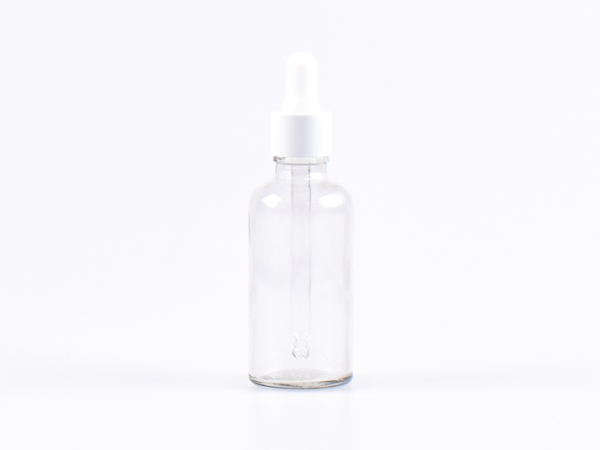 Klarglasflasche 50ml, mit Pipette weiss