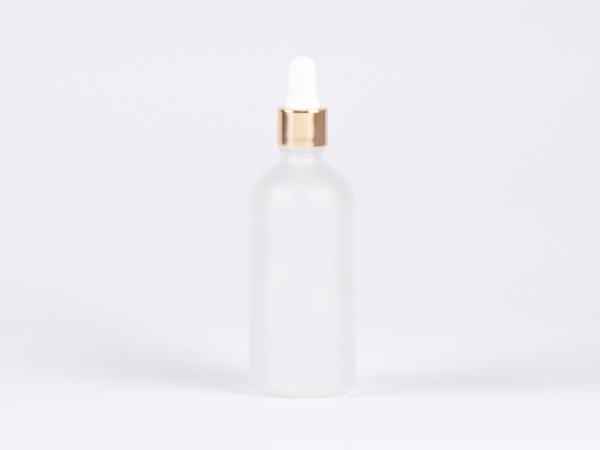 säuremattierte Flasche 100ml, mit Pipette gold