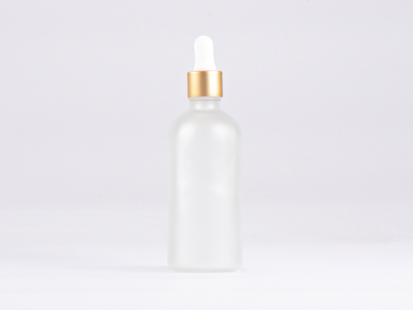 säuremattierte Flasche 100ml, mit Pipette gold