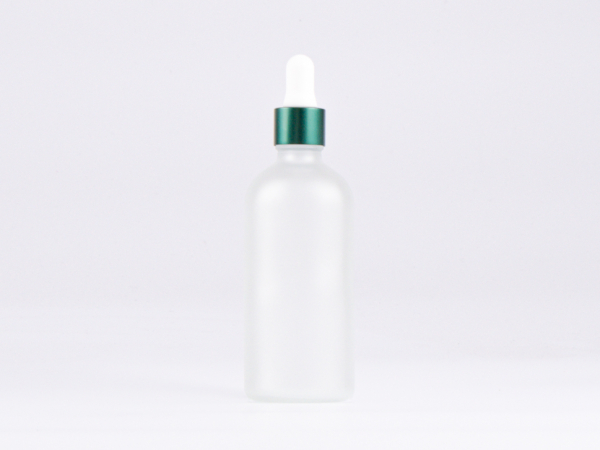 säuremattierte Flasche 100ml, mit Pipette grün-matt