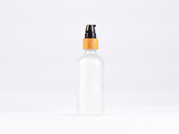 säuremattierte Flasche 100ml, mit Lotionspumpe Bambus