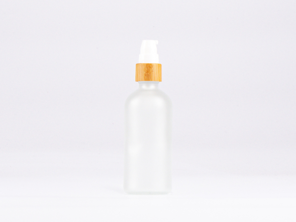 säuremattierte Flasche 100ml, mit Lotionspumpe Bambus