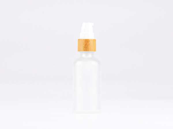 säuremattierte Flasche 50ml, mit Lotionspumpe Bambus