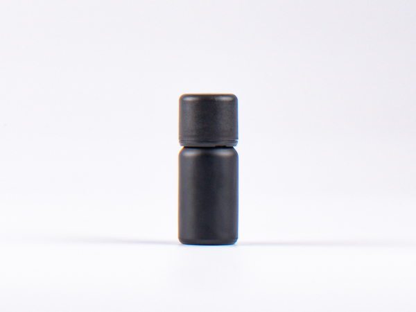 Schwarzglasflasche 10ml, mit Schraubverschluss & Giessring