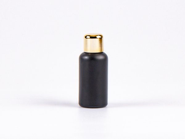 Schwarzglasflasche 30ml, mit Tropfmontur Gold gold