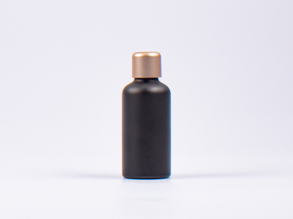 Schwarzglasflasche 50ml, mit Tropfmontur Gold gold