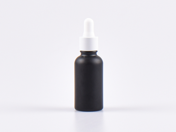 Schwarzglasflasche 30ml, mit Pipette weiss