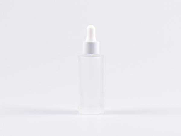 Glasflasche säuremattiert, 30ml, mit Pipette Alu weiss