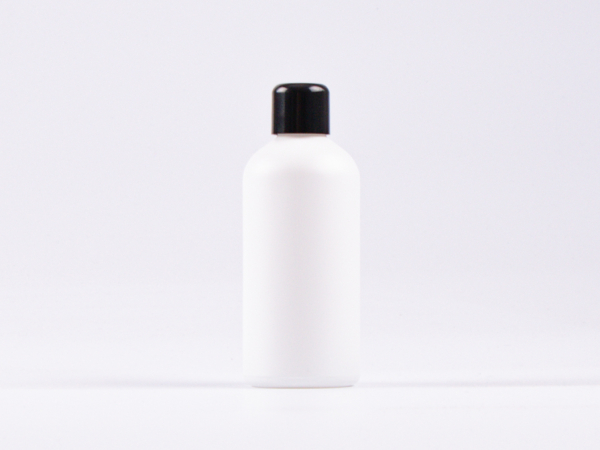 Weissglasflasche 100ml, mit Schraubverschluss schwarz