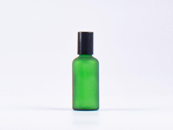 Grünglasflasche 50ml, mit Roll-On Glas/Stahl