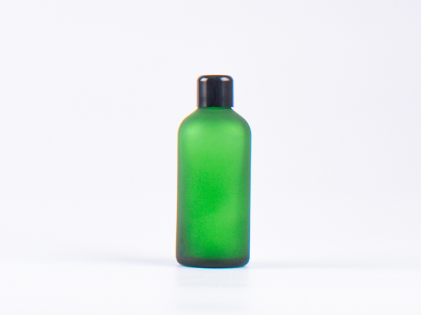 Grünglasflasche 100ml, mit Schraubverschluss schwarz