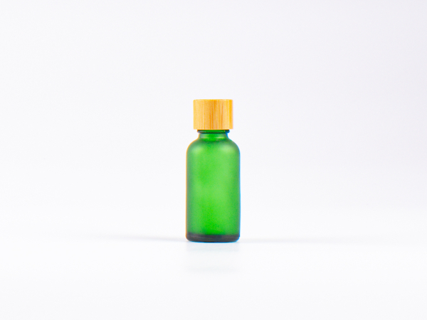 Grünglasflasche 30ml, mit Schraubverschluss Bambus