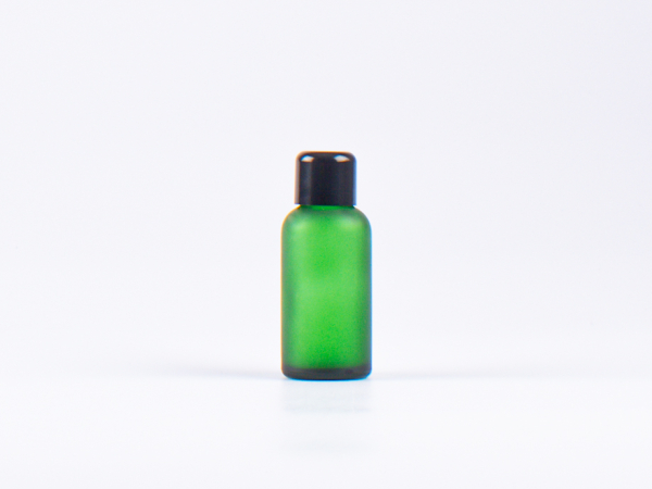 Grünglasflasche 30ml, mit Schraubverschluss schwarz