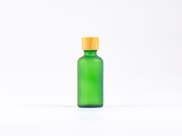 Grünglasflasche 50ml, mit Schraubverschluss Bambus