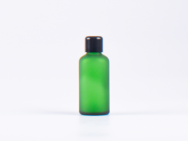 Grünglasflasche 50ml, mit Schraubverschluss schwarz