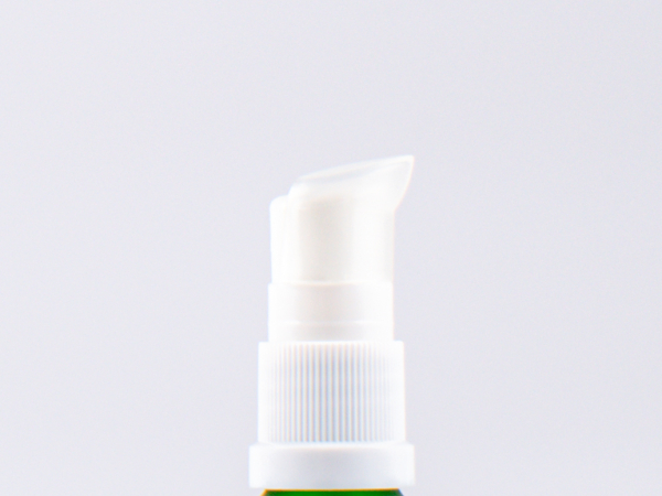 Grünglasflasche 100ml, mit Lotionspumpe Kunststoff