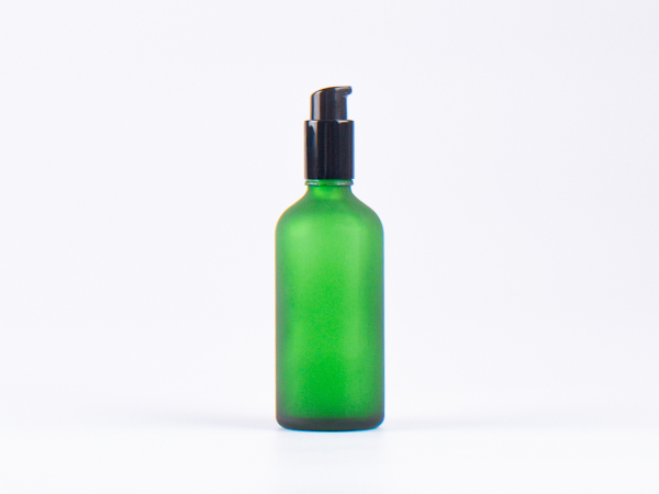 Grünglasflasche 100 ml - Lotionspumpe Aluminium