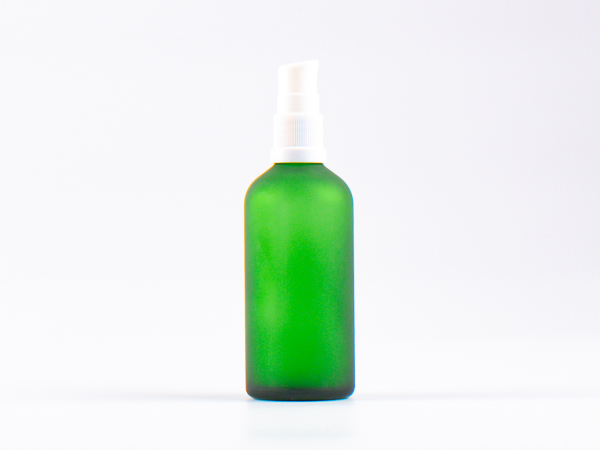 Grünglasflasche 100ml, mit Lotionspumpe Kunststoff