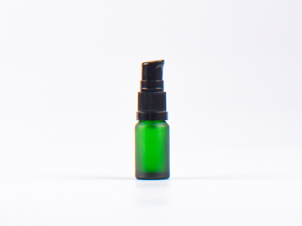 Grünglasflasche 10ml, mit Lotionspumpe Kunststoff