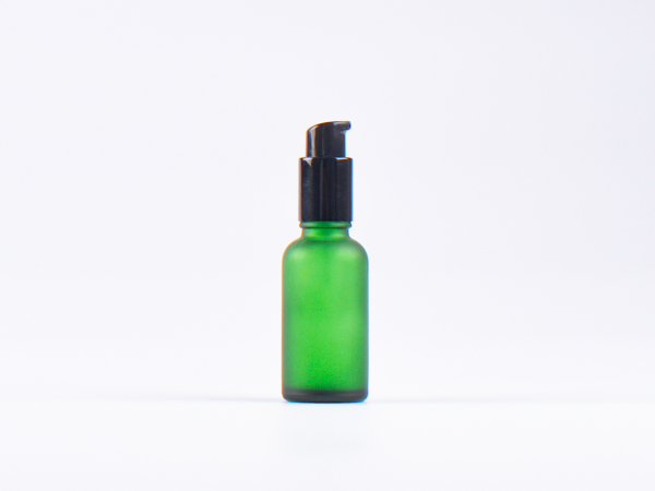 Grünglasflasche 30 ml - Lotionspumpe Aluminium