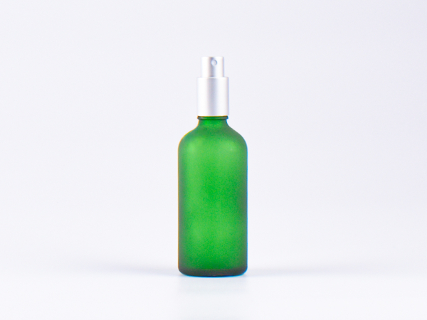Grünglasflasche 100 ml - Zerstäuber Aluminium