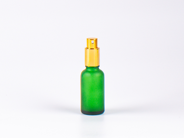 Grünglasflasche 30 ml - Zerstäuber Aluminium