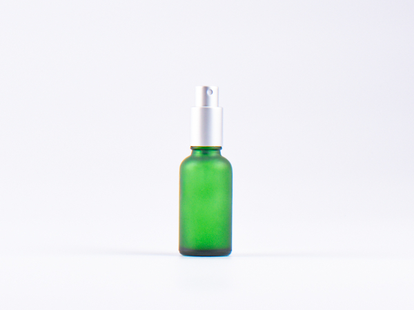 Grünglasflasche 30 ml - Zerstäuber Aluminium