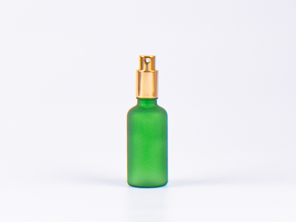 Grünglasflasche 50 ml - Zerstäuber Aluminium