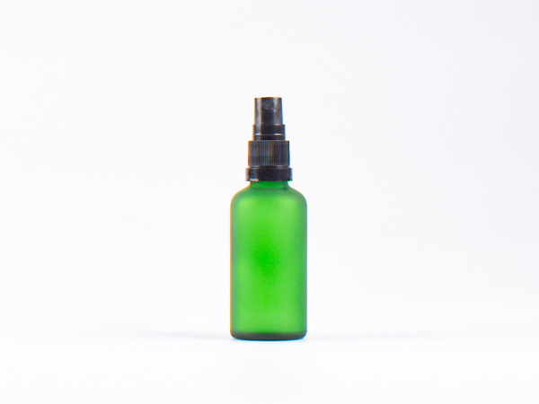 Grünglasflasche 50ml, mit Zerstäuber Kunststoff