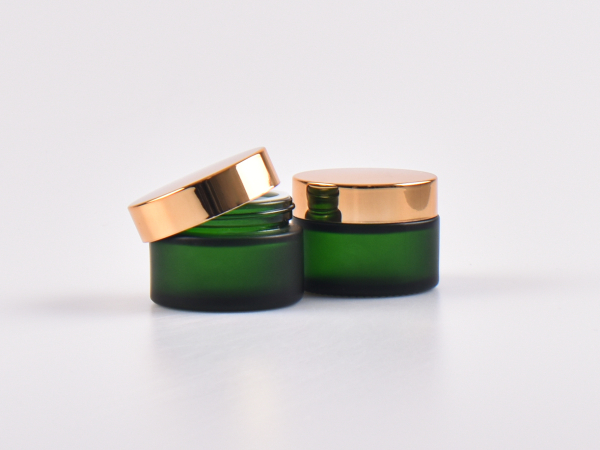 Grünglasdose, 30ml, mit Deckel gold