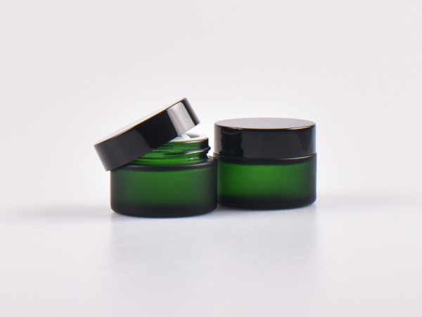 Grünglasdose, 30ml, mit Deckel schwarz