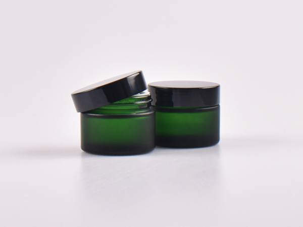Grünglasdose, 50ml, mit Deckel schwarz