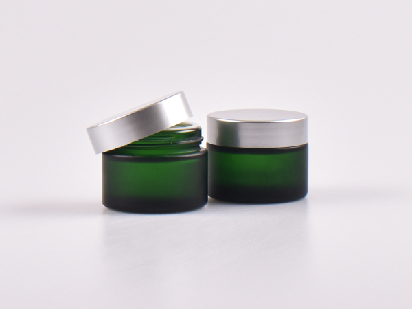 Grünglasdose, 50ml, mit Deckel silber