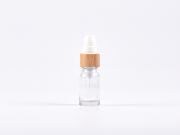 Klarglasflasche 10ml, mit Lotionspumpe Bambus