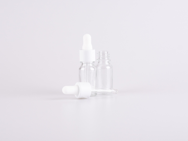 Klarglasflasche 10ml, mit Pipette weiss