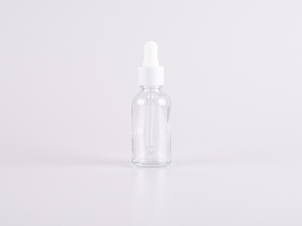 Klarglasflasche 30ml, mit Pipette weiss