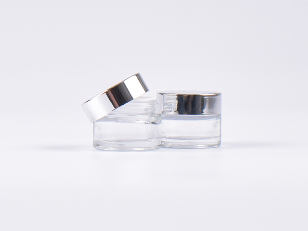 Klarglasdose 15ml, Deckel silber