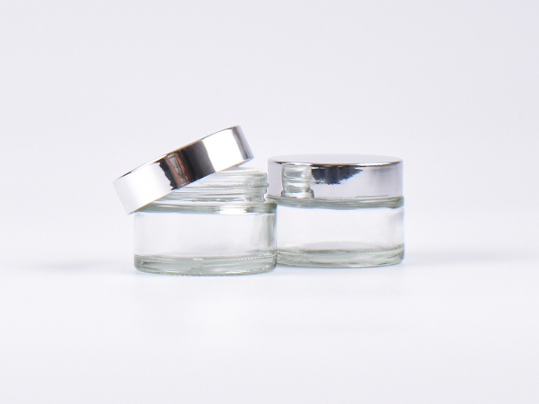 Klarglasdose 30ml, Deckel silber