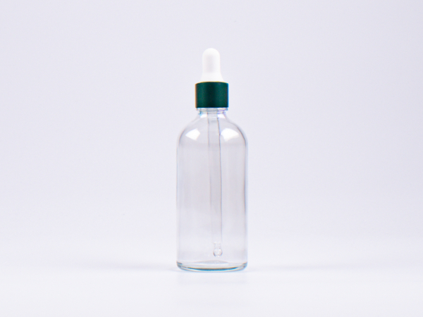 Klarglasflasche 100ml, mit Pipette grün-matt