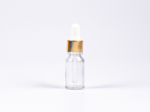 Klarglasflasche 10ml, mit Pipette gold