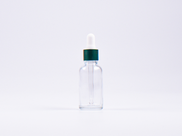 Klarglasflasche 30ml, mit Pipette grün-matt