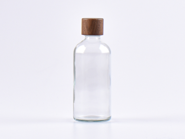 Klarglasflasche 100ml, mit Tropfmontur Walnut