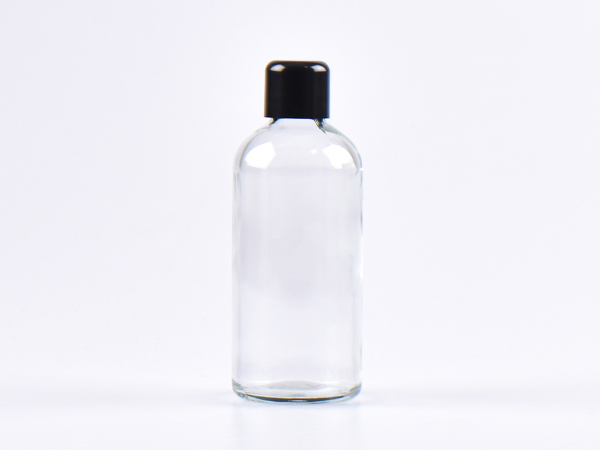 Klarglasflasche 100ml, mit Tropfmontur schwarz