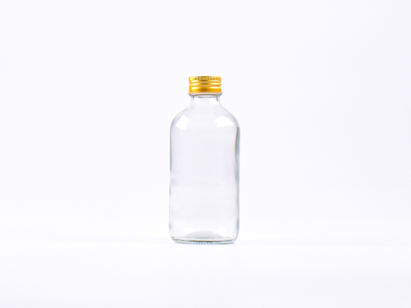 Klarglasflasche 250ml, mit Schraubverschluss Aluminium