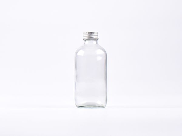 Klarglasflasche 250ml, mit Schraubverschluss Aluminium