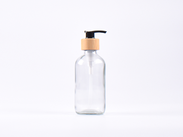 Klarglasflasche 250ml, mit Dispenser Bambus