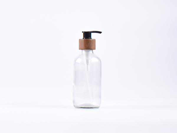 Klarglasflasche 250ml, mit Dispenser Walnut